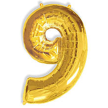 Фольгована кулька цифра Gold "9" 32".Flexmetal упаковка