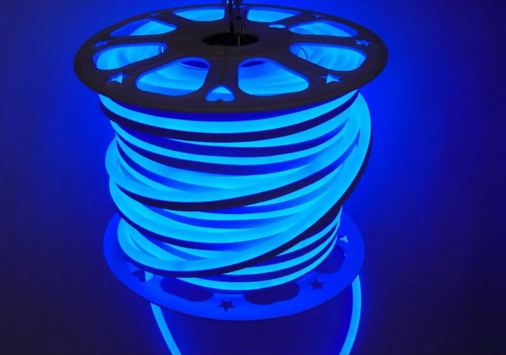 Світлодіодний гнучкий неон 220V, LED NEON 10W - 17x9мм, колір світіння - синій