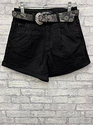 Жіночі чорні короткі джинсові шорти з високою посадкою