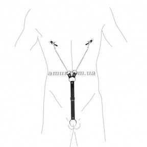 Затискачі для сосків із фіксацією на мошонці Nipple Clamps for Men