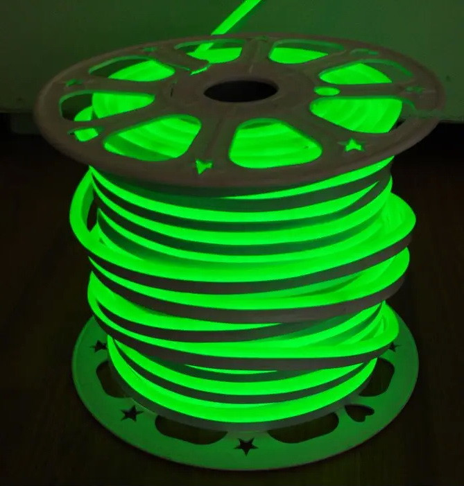 Світлодіодний гнучкий неон 220V, LED NEON 10W - 17x9мм, колір світіння - зелений