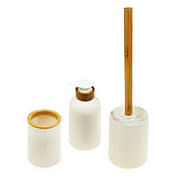 Набор в ванную комнату BalviHome Белый - стаканчик для зубных щеток, дозатор для мыла и ершик для унитаза (ZK)