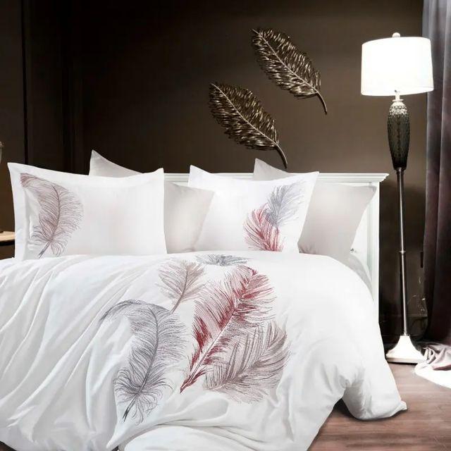 Постільна білизна Dantela Vita сатин з вишивкою - Iz beyaz білий євро