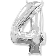 Фольгована кулька цифра Silver "4" "32".Flexmetal упаковка