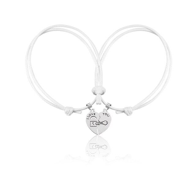 Парні кулони для друзів Ключ від серця браслети /парні браслети для закоханих джгут білий