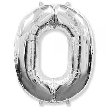 Фольгована кулька цифра Silver "0" 32".Flexmetal упаковка