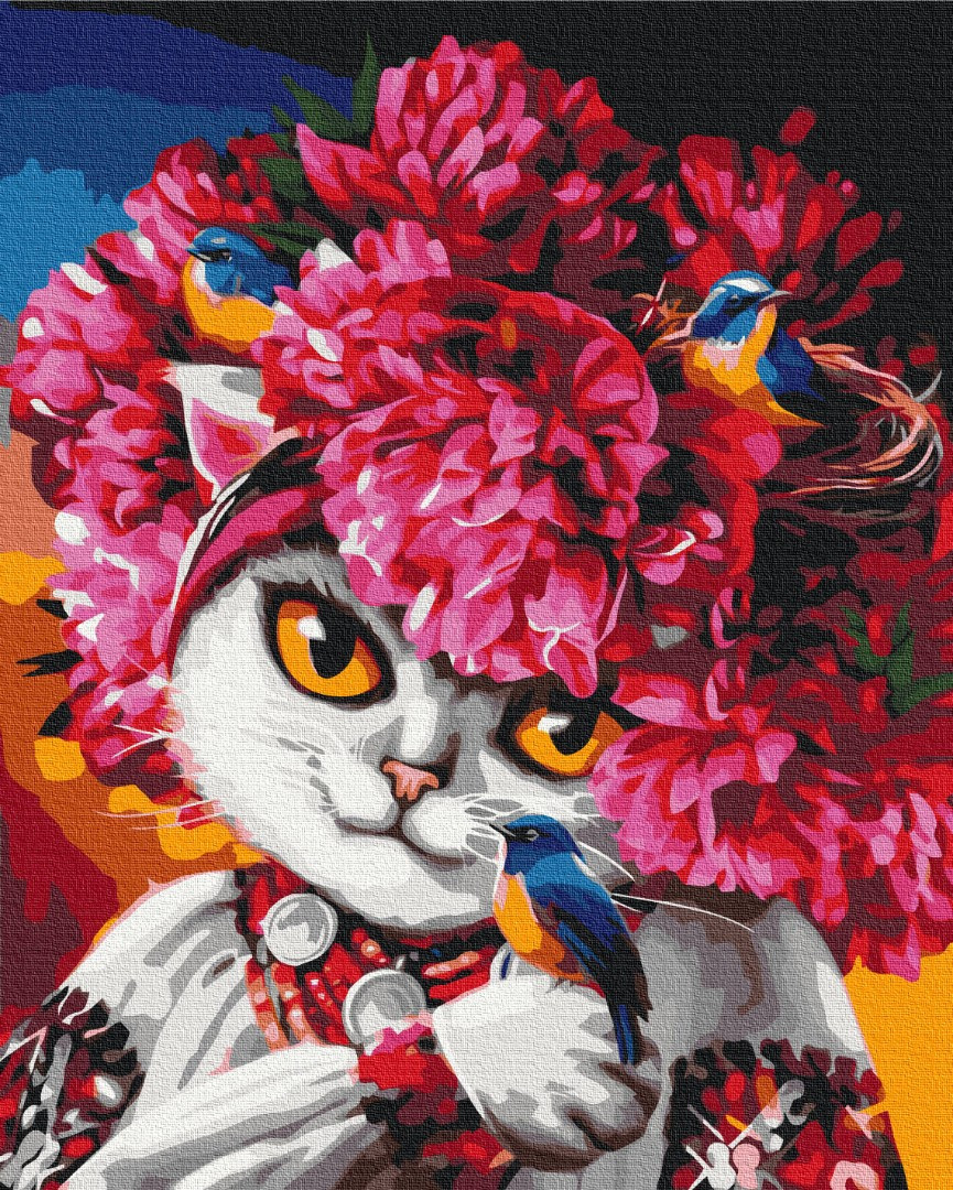Картина за номерами Brushme Квітуча кішка ©marysha_art OBS 53223 40*50 см