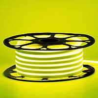 Светодиодный гибкий неон 220V, LED NEON 7W - 15x8мм, цвет свечения - лимонно жёлтый (lemon yellow)