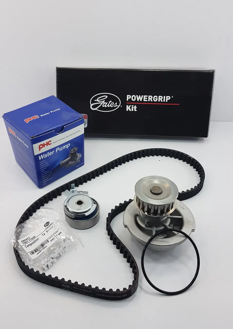 Комплект ремня ГРМ ремінь+ролик+болт+помпа AVEO 1.5 8 V Gates Корея, фото 1