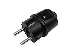 Вилка пряма каучукова з заземленням 16А чорна ST 3614