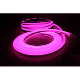 Світлодіодний гнучкий неон 220V, LED NEON 7W - 15x8мм, колір світіння - рожевий (pink), фото 5