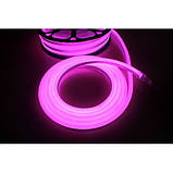 Світлодіодний гнучкий неон 220V, LED NEON 7W - 15x8мм, колір світіння - рожевий (pink), фото 6