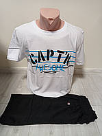 Мужской комплект Турция Каптн футболка и шорты хлопок 48-56 размеры белый