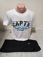 Чоловічий комплект Туреччина Каптн футболка та шорти бавовна 48-56 розміри білий