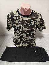 Чоловічий комплект Туреччина Камуфляж футболка та шорти бавовна 48-56 розміри хакі
