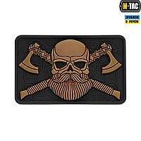 Нашивка патч шеврон на липучке резина Тактическая борода М-Тac Bearded Skull 3D PVC black/coyote