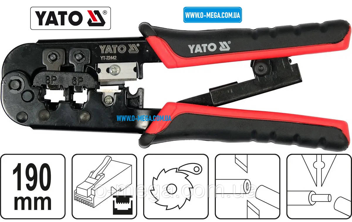 Кліщі YATO YT-22442 для телефонних та мережевих конекторів, фото 1