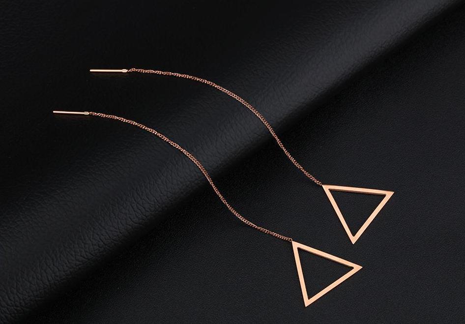 Сережки трикутники без вставок, фото 1