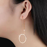 Круглі сережки-протяжки рожеве золото, фото 5