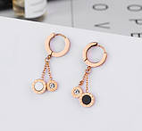 Двосторонні сережки Roman Time рожеве золото, фото 6