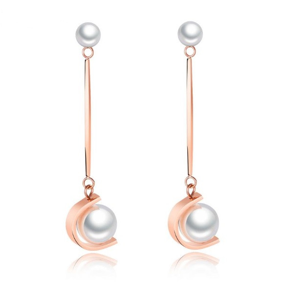 Сережки з перлами Srcoi рожеве золото, фото 1