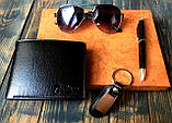 Чоловічий подарунковий набір: окуляри, портмоне, ручка, брелок MS891, фото 4
