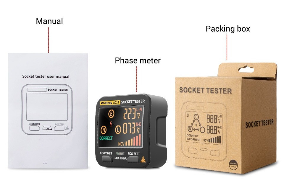 Тестер розеток ANENG AC11, фото 1