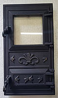 Дверцята для пічки з склом "Лілія"