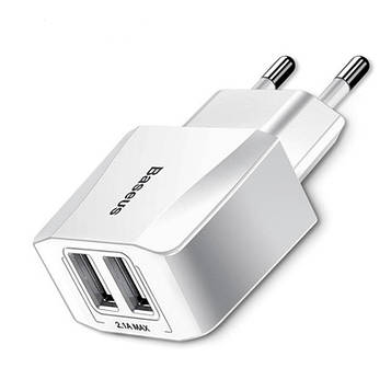Мережевий зарядний пристрій Baseus Mini Dual 2USB 10.5W White