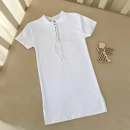 Хрестильна сорочка Крістіан Betis біла короткий рукав 68 см, фото 2