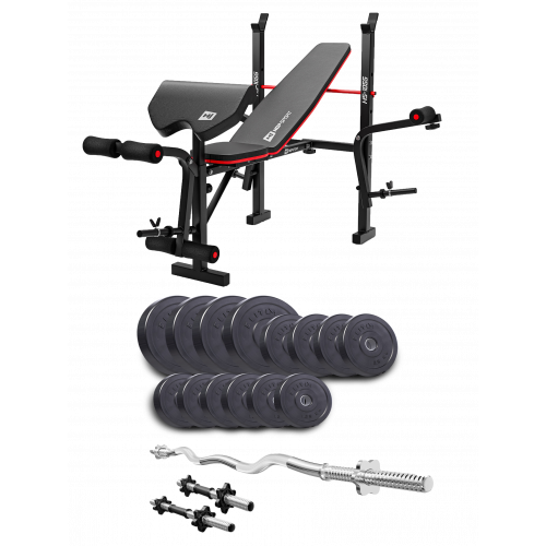 Набір зі штангою, гантелями та лавкою Hop Sport PRO HS-1055