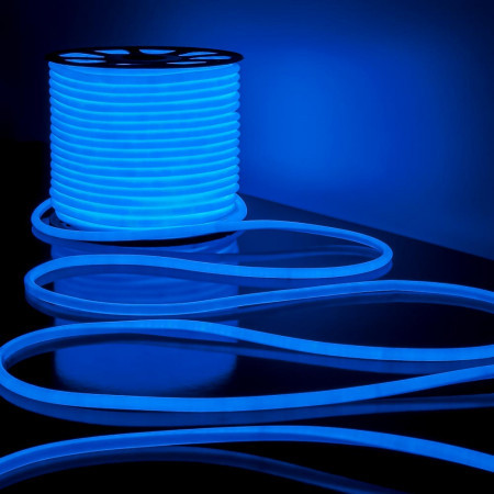 Світлодіодний гнучкий неон круглий 220V, LED NEON - ⌀15 мм, колір світіння - синій