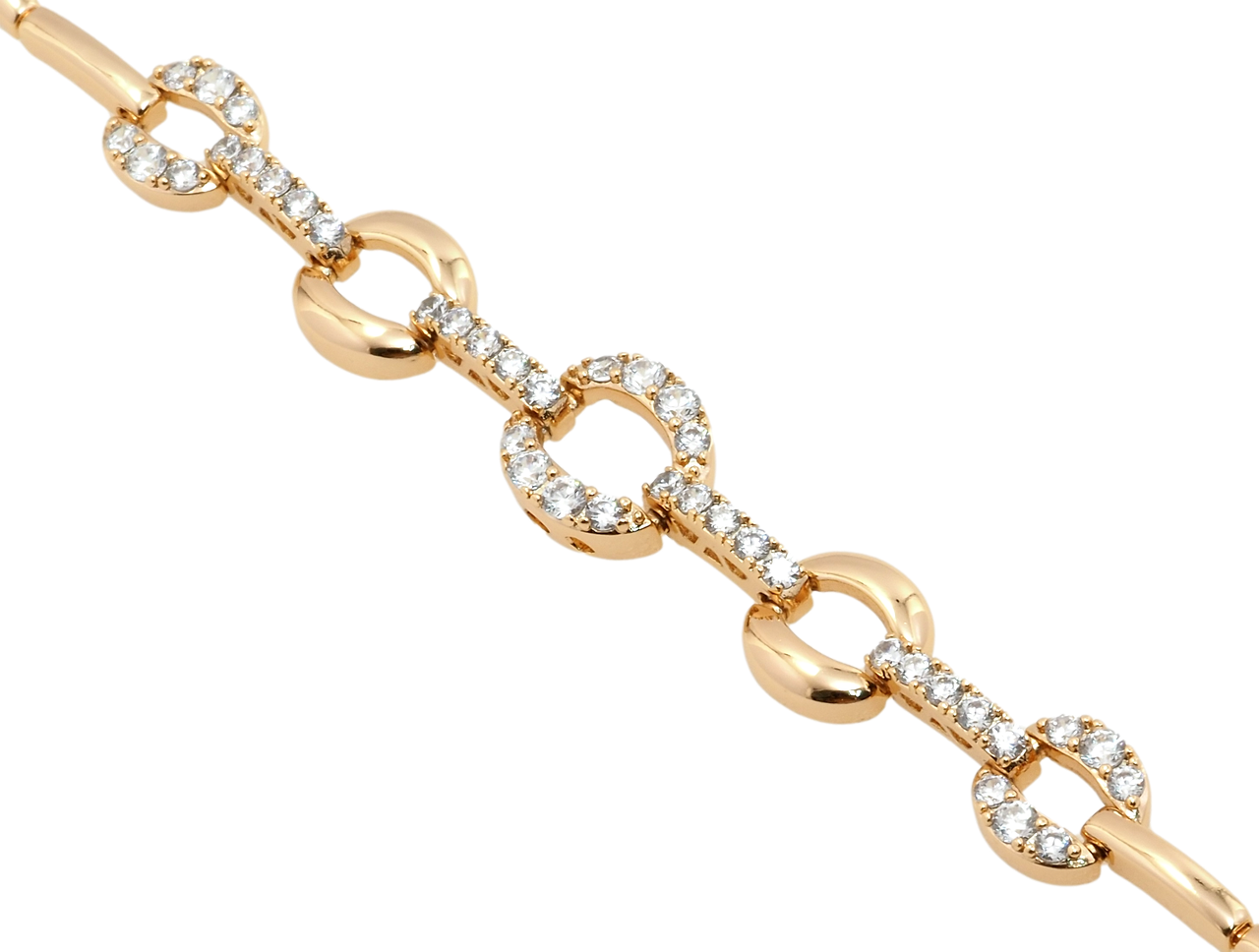 Браслет Xuping Позолота 18K "колечки з цирконієм" довжина з дод. замком 17.5,19.5см х 2-11мм