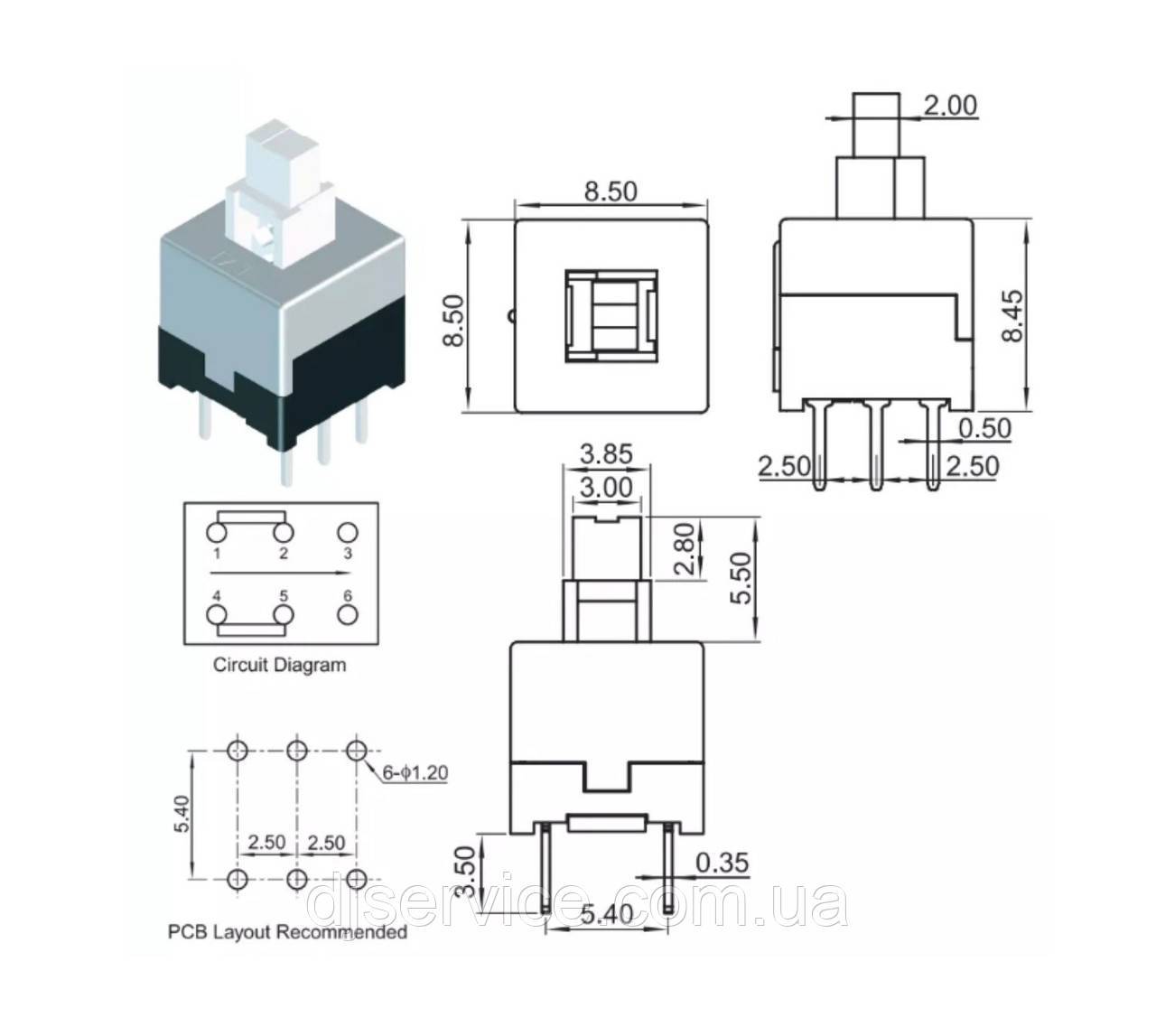Кнопка PB22E08 8.5x8.5 з фіксацією для Mackie 1202VLZ