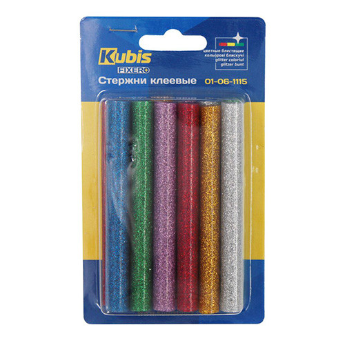 Термоклей 11.2×100 мм 12 шт кольоровий блискучий для пістолета Kubis 01-06-1115