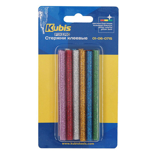 Термоклей 7.2×100 мм 12 шт кольоровий блискучий для пістолета Kubis 01-06-0715