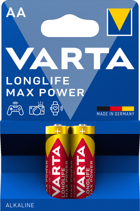 Батарейки VARTA LONGLIFE MAX POWER AA 1.5V BLI2 ALKALINE