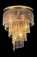 Большая люстра спираль хрустальная потолочная 7 лампочек золото