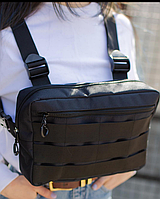Сумка-жилет разгрузочная нагрудная, тактическая черная сумка для военных, охотников и рыбаков, GP3