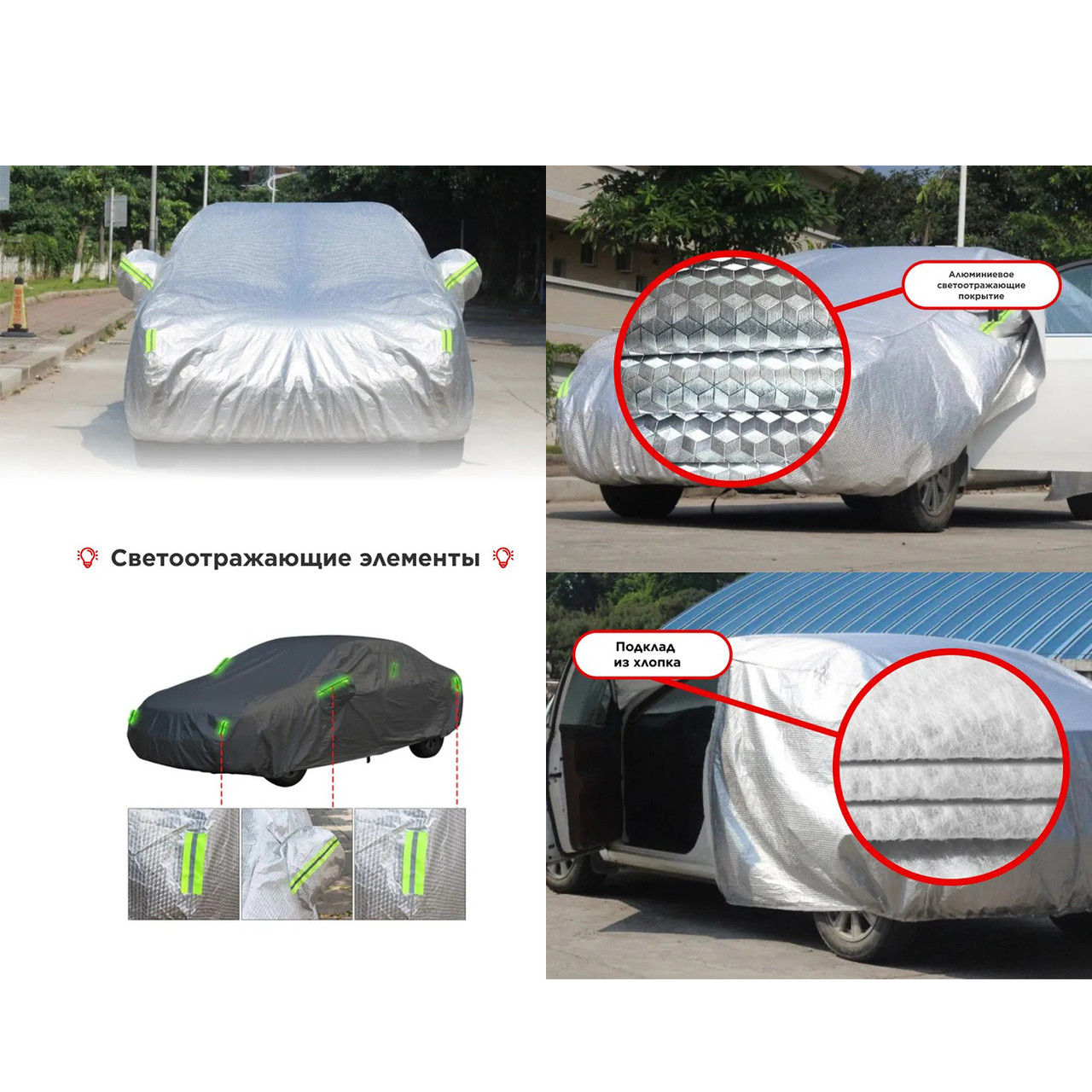 Накидка на машину от солнца и снега Universal Car Cover 5.8х1.8х1.2 м защитный тент-чехол для автомобиля (TS) - фото 3 - id-p1631141531