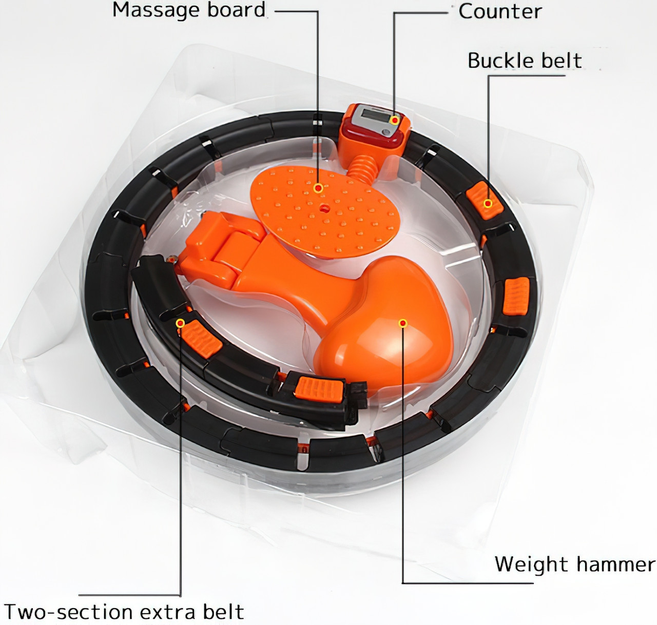 Хулахуп для похудения Intelligent Hula Hoop Черно-оранжевый, умный обруч для талии массажный с счетчиком (GK) - фото 7 - id-p1607330379