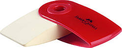 Гумка Faber-Castell Mini SLEEVE вініловий білий у червоному пластиковому чохлі