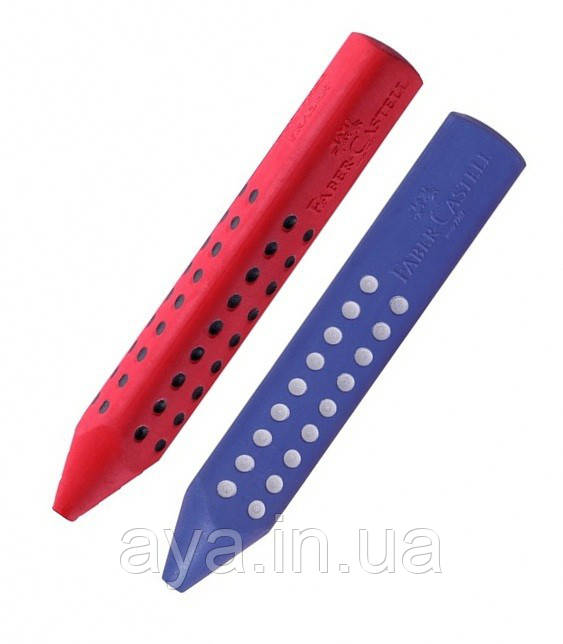 Гумка у вигляді тригранного олівця Faber-Castell Grip 2001 triangular eraser, Синій / червоний