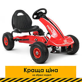 Дитячий карт з надувними колесами Bambi kart M 4574-3 Червоний | Педальна машинка веломобіль