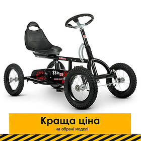 Дитячі картки (надувні колеса) Bambi kart M 1697M-2 Чорний | Педальна машинка веломобіль