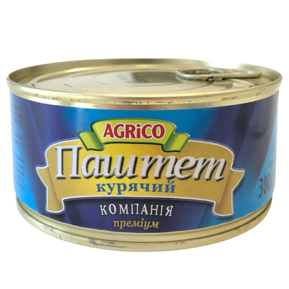 Паштет курячий класичний Agrico жерстяна банка 300 г, 18шт/ящ