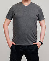 Мужская однотонная футболка, темно-серого цвета