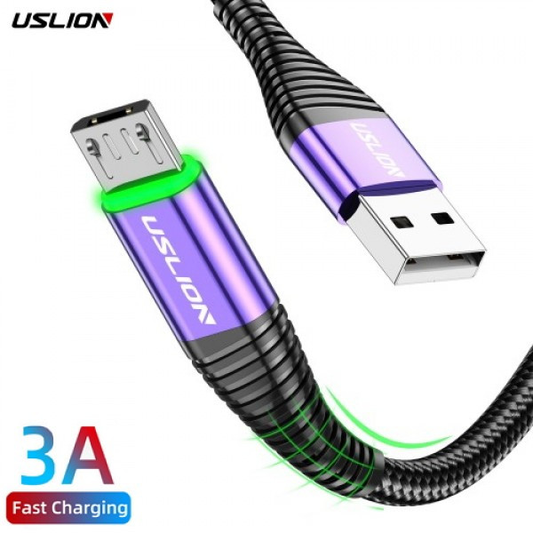 Кабель microUSB — USB (2m) 3.0 А Fast Charging дата-дрот швидкого заряджання передавання даних для телефона USLION