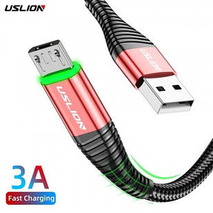 Кабель microUSB — USB (2m) 3.0 А Fast Charging дата-дрот швидкого заряджання передавання даних для телефона USLION