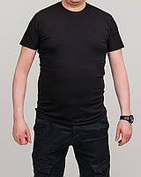 Мужская однотонная футболка, черного цвета